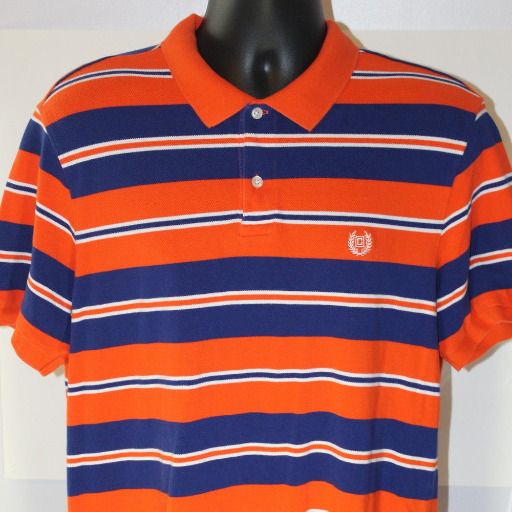 Men's Chaps Polo Shirt Sz Large Navy Orange Nice!